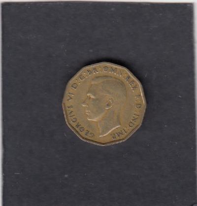 Beschrijving: 3 Pence  GEORGIUS VI